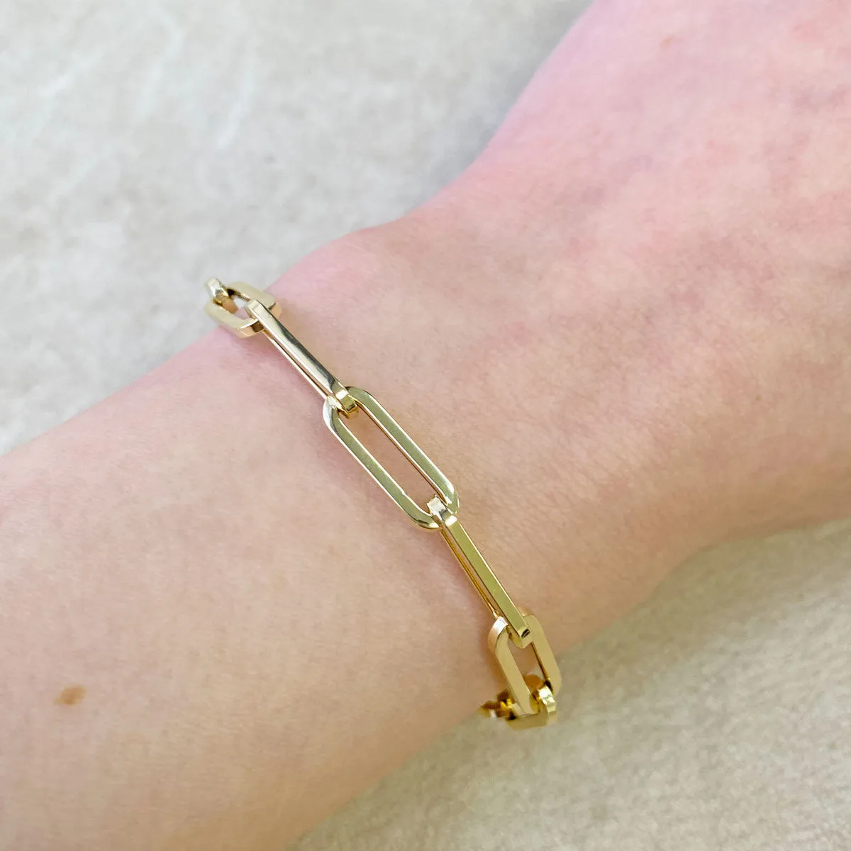 14K Grand Paper Clip Chain Bracelet