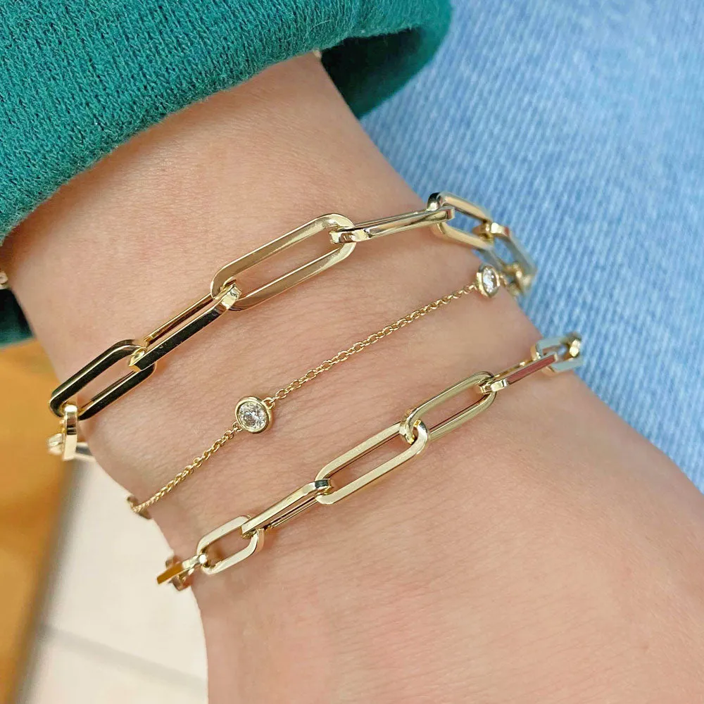 14K Grand Paper Clip Chain Bracelet