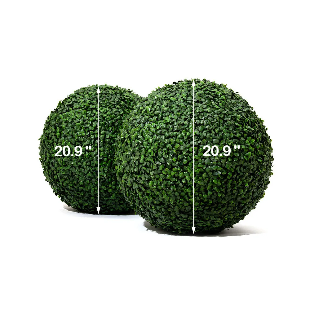 2 PCS 16.9/20.9 inch Faux Topiary Boxwood Ball for Outdoor UV Resistant