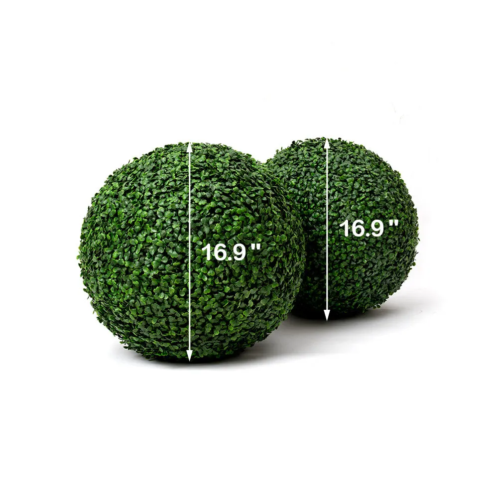 2 PCS 16.9/20.9 inch Faux Topiary Boxwood Ball for Outdoor UV Resistant