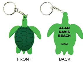 Alan Davis Beach Hawaii Souvenir Green Turtle Keychain