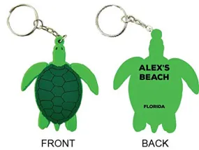 Alex's Beach Florida Souvenir Green Turtle Keychain