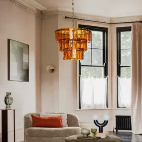 Amber Glass 3 Tiered Chandelier - Houseof