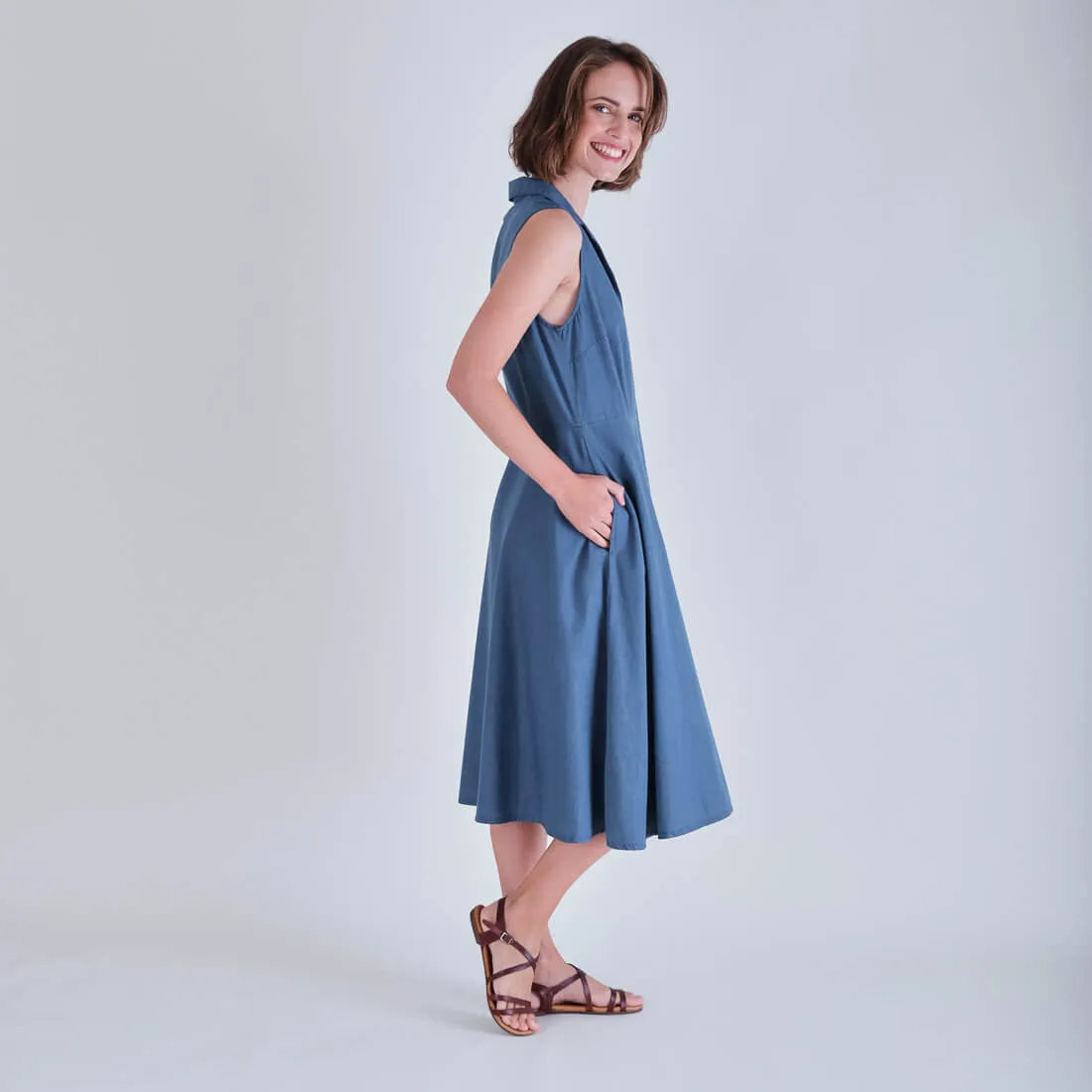 Aubrey Sleeveless Denim Shirt Dress