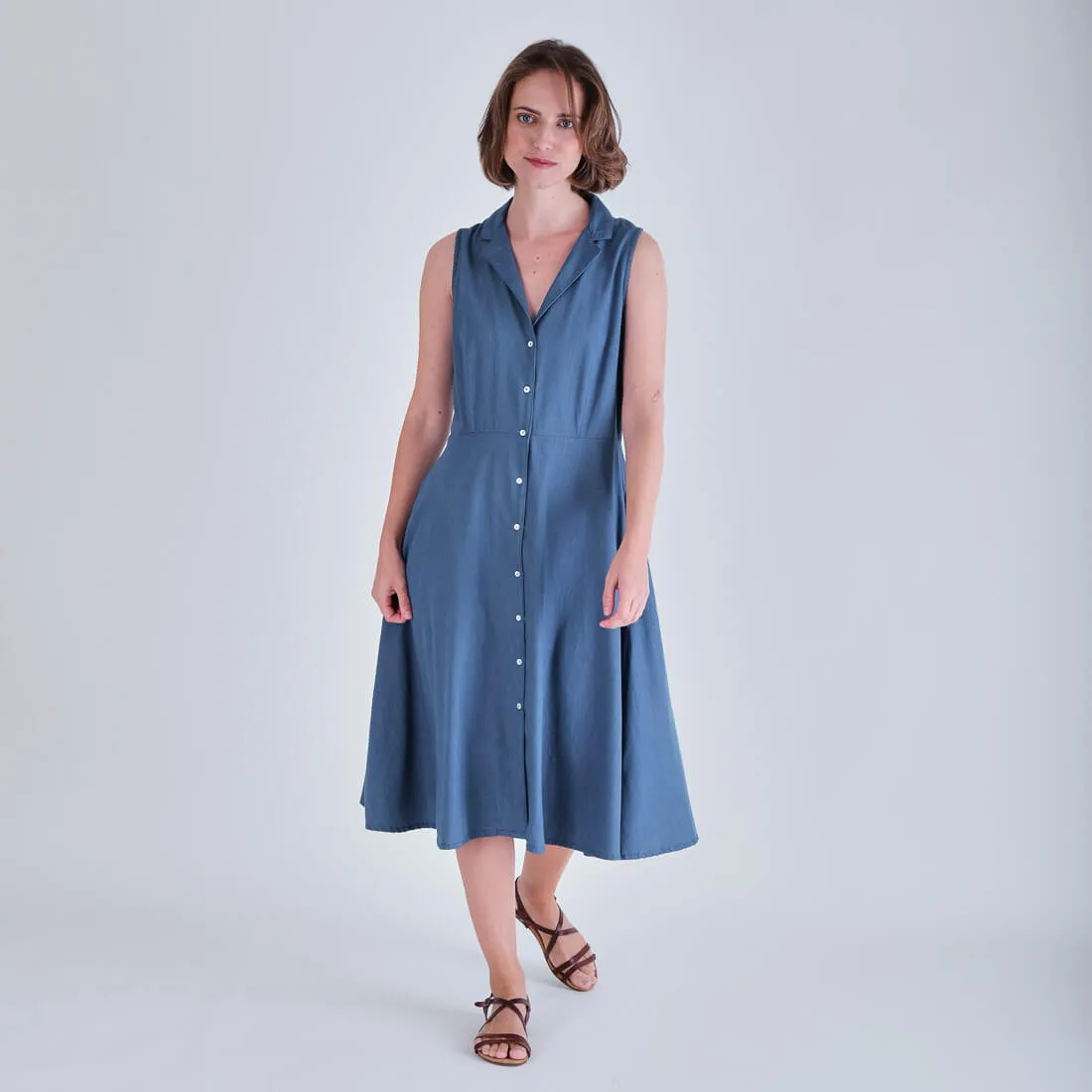 Aubrey Sleeveless Denim Shirt Dress