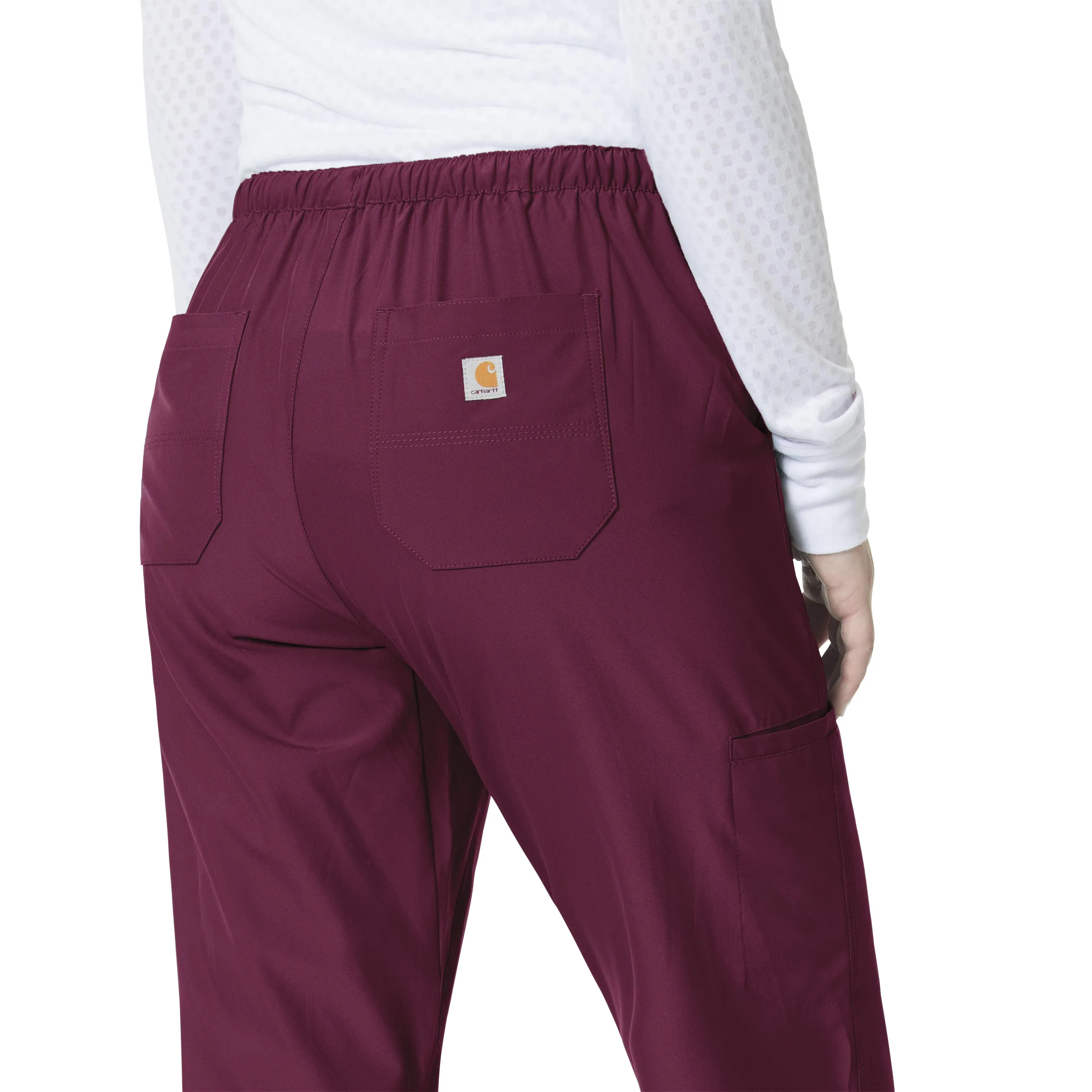 Carhartt Force Liberty Women's Flat Front Straight Leg Scrub Pant - Wine