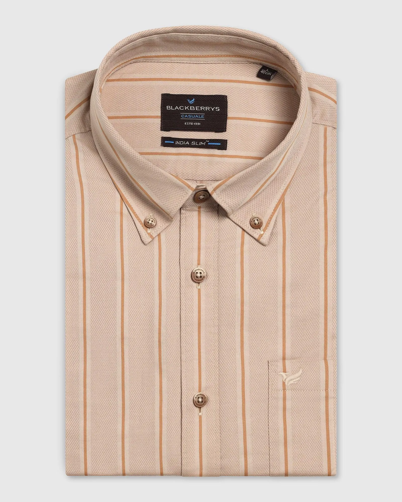 Casual Beige Stripe Shirt - Mateo