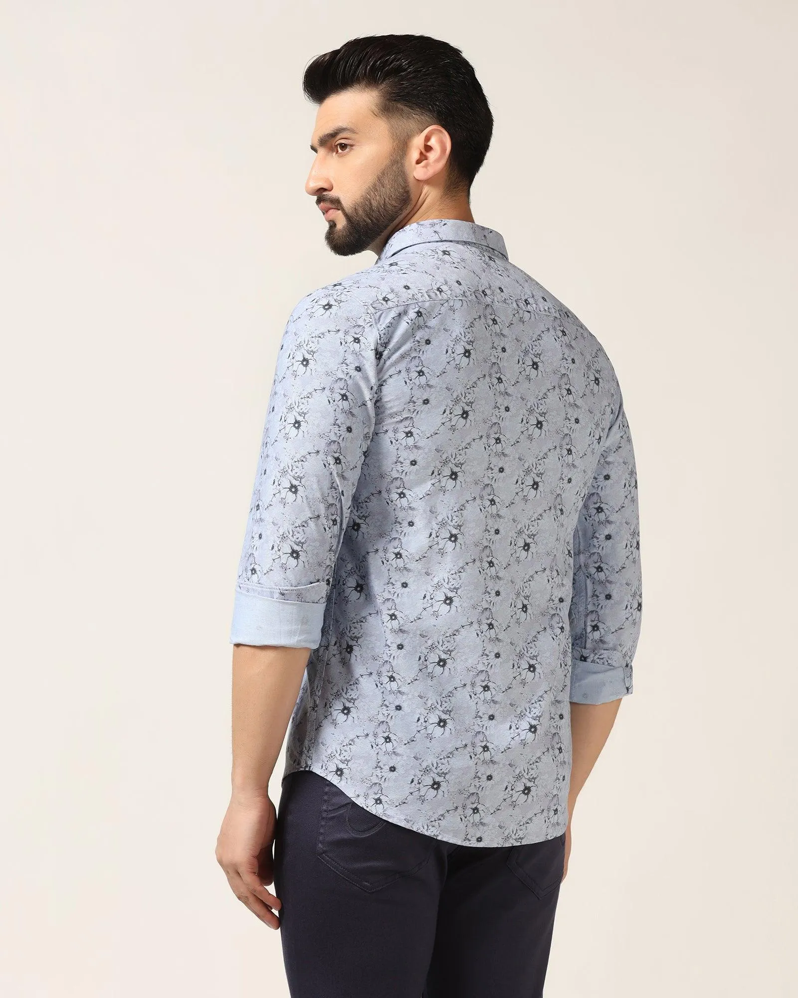 Casual Blue Printed Shirt - Alexis