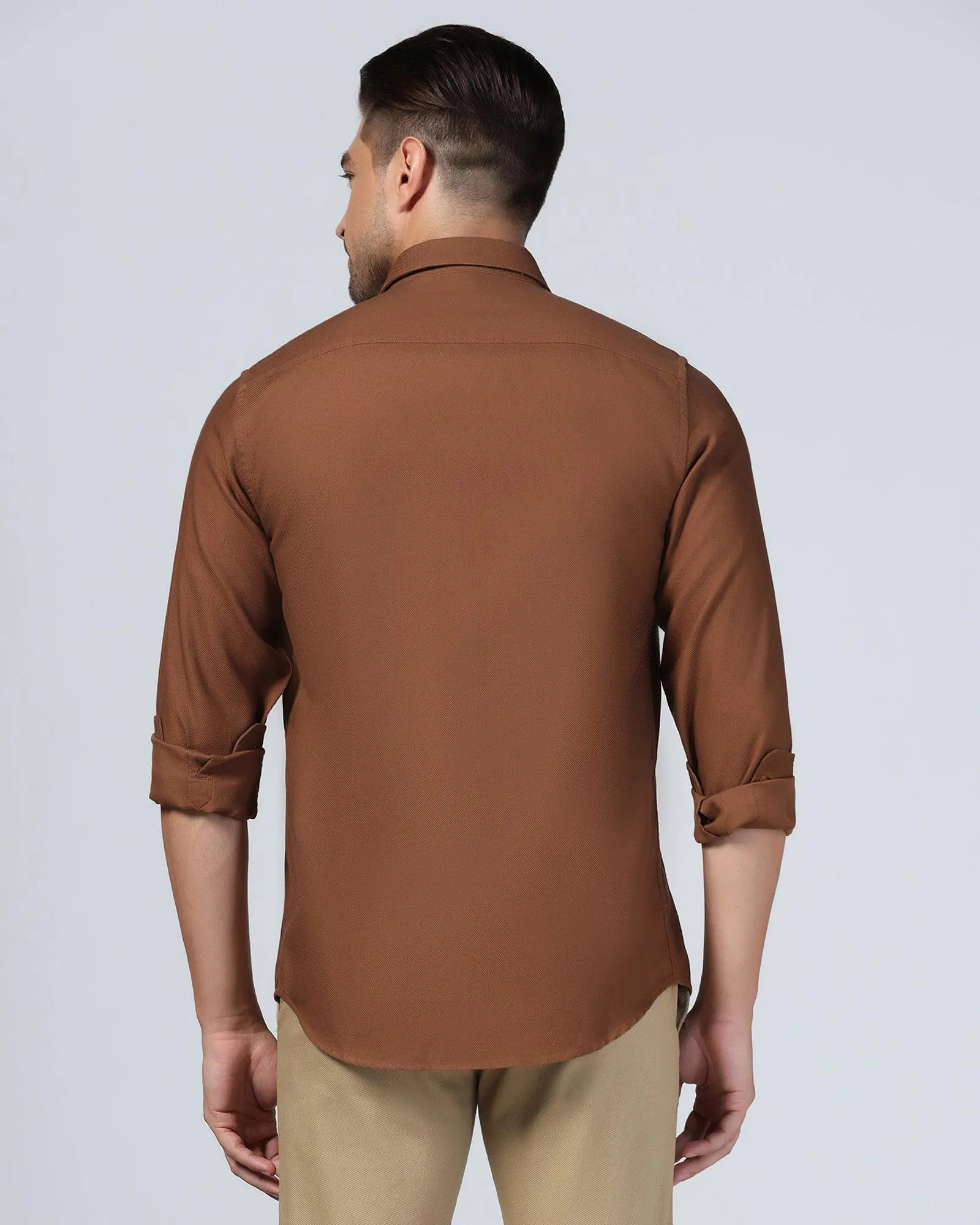 Casual Brown Textured Shirt - Caty