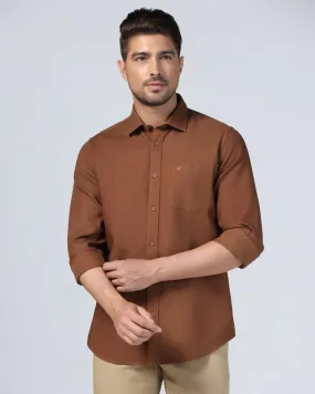 Casual Brown Textured Shirt - Caty