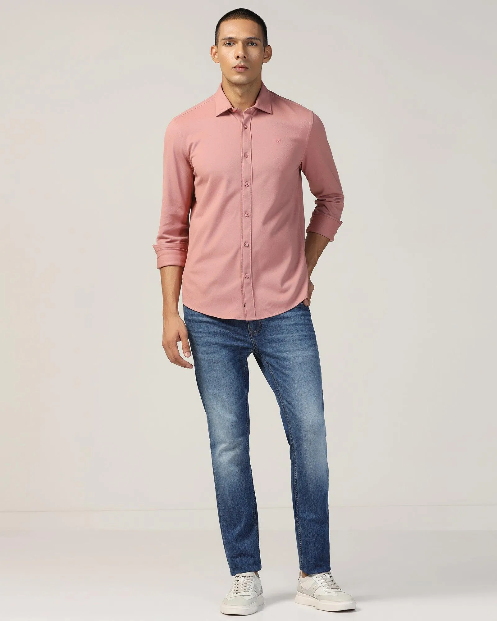 Casual Dusty Pink Solid Shirt - Pareto