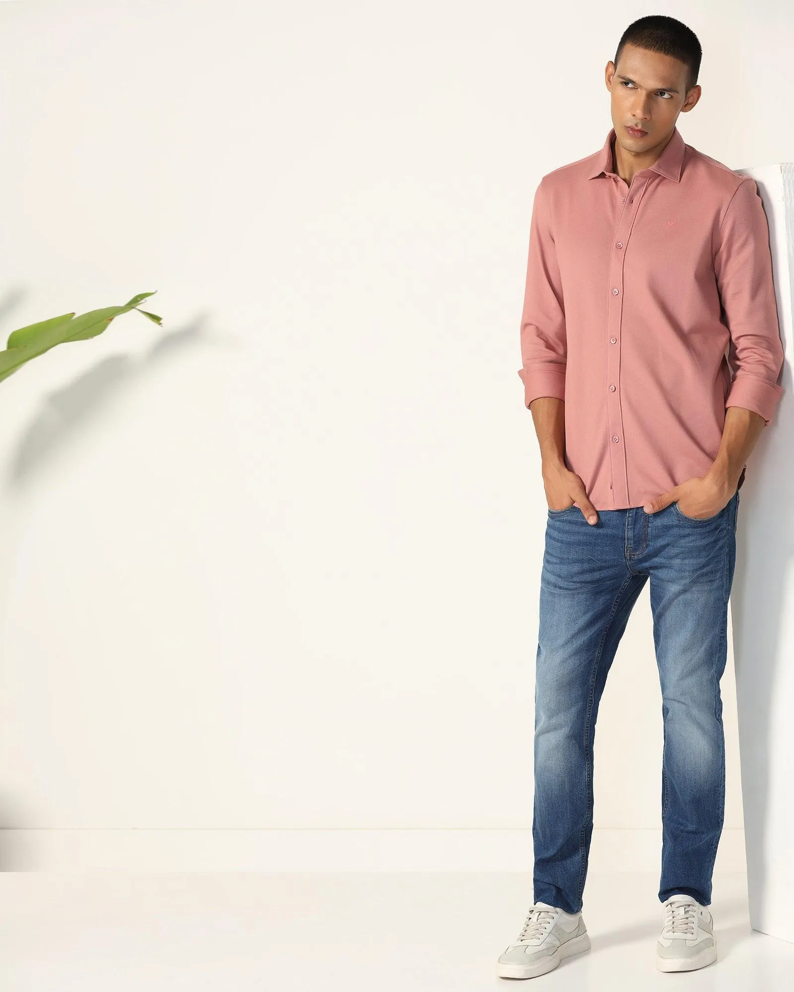 Casual Dusty Pink Solid Shirt - Pareto