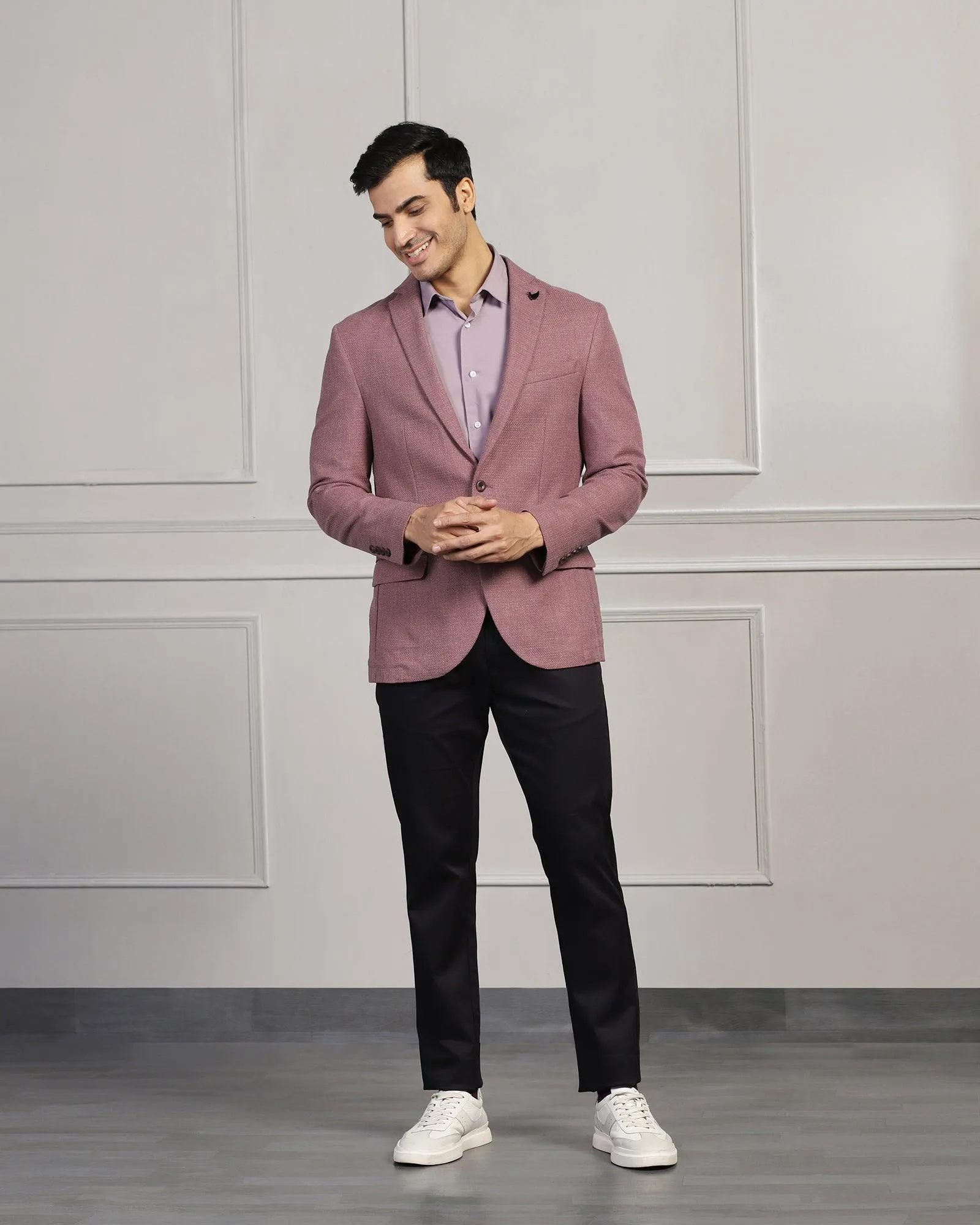 Casual Dusty Pink Textured Blazer - Astin