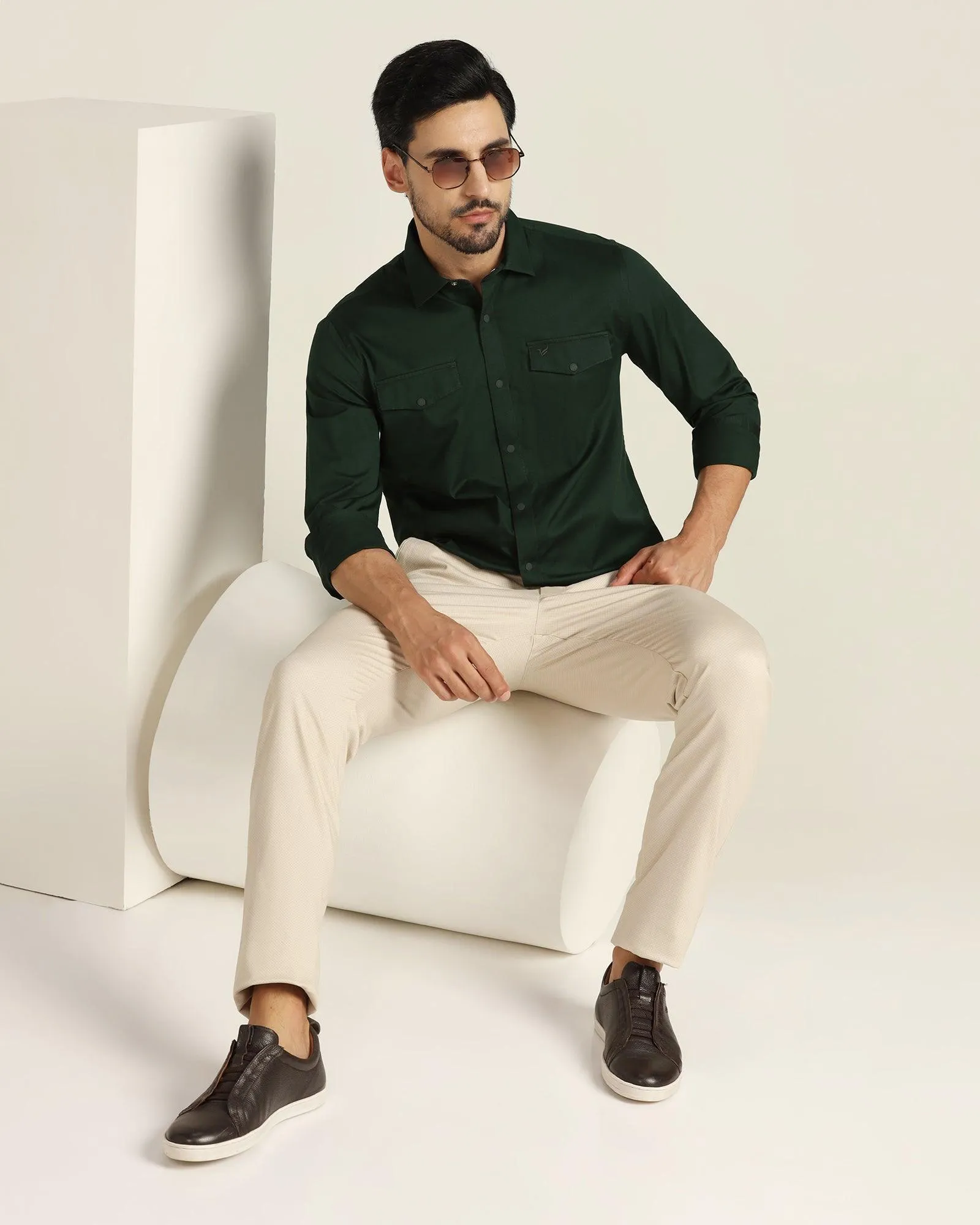 Casual Green Solid Shirt - Beckham