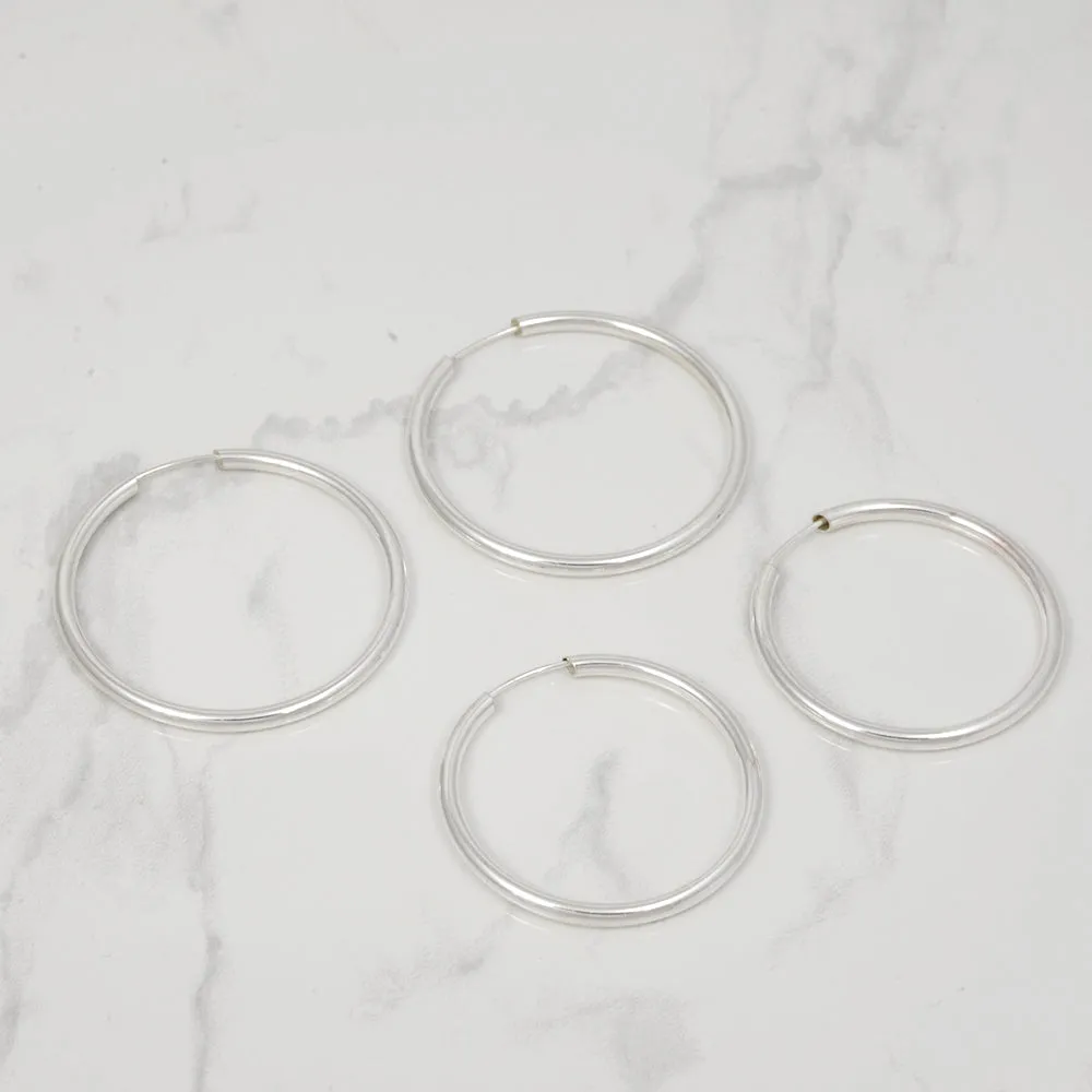 Cosmopolitan Hoops (2.5mm hollow wire) - Silver