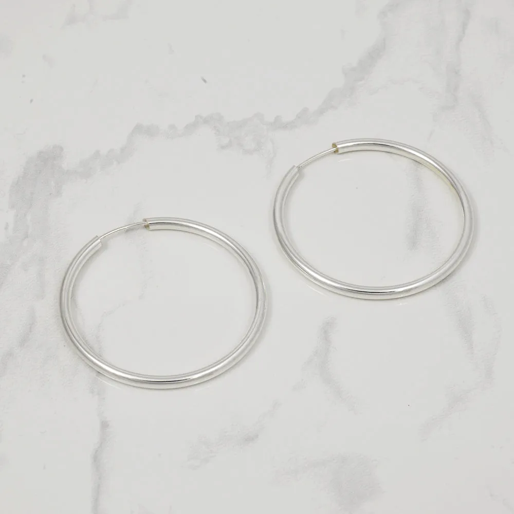 Cosmopolitan Hoops (2.5mm hollow wire) - Silver