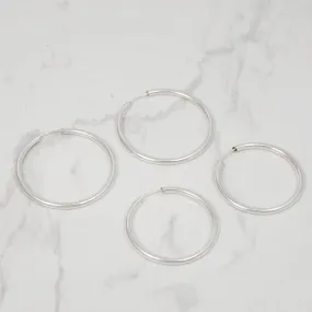 Cosmopolitan Hoops (2.5mm hollow wire) - Silver