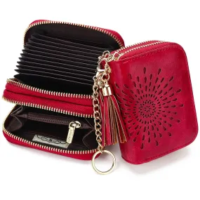 Double Zip Red Card Holder