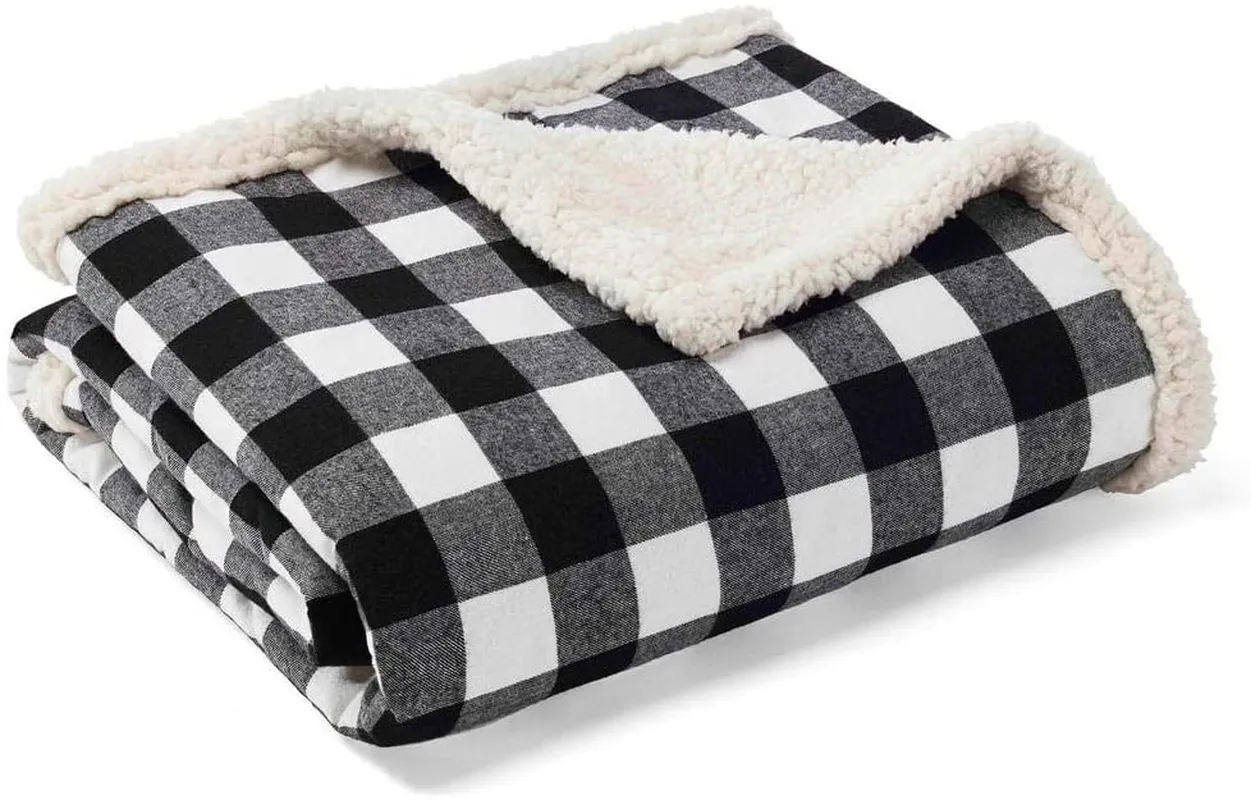 Eddie Bauer Home Plush Sherpa Fleece Throw Soft & Cozy Reversible Blanket, Ideal for Travel, Camping, & Home