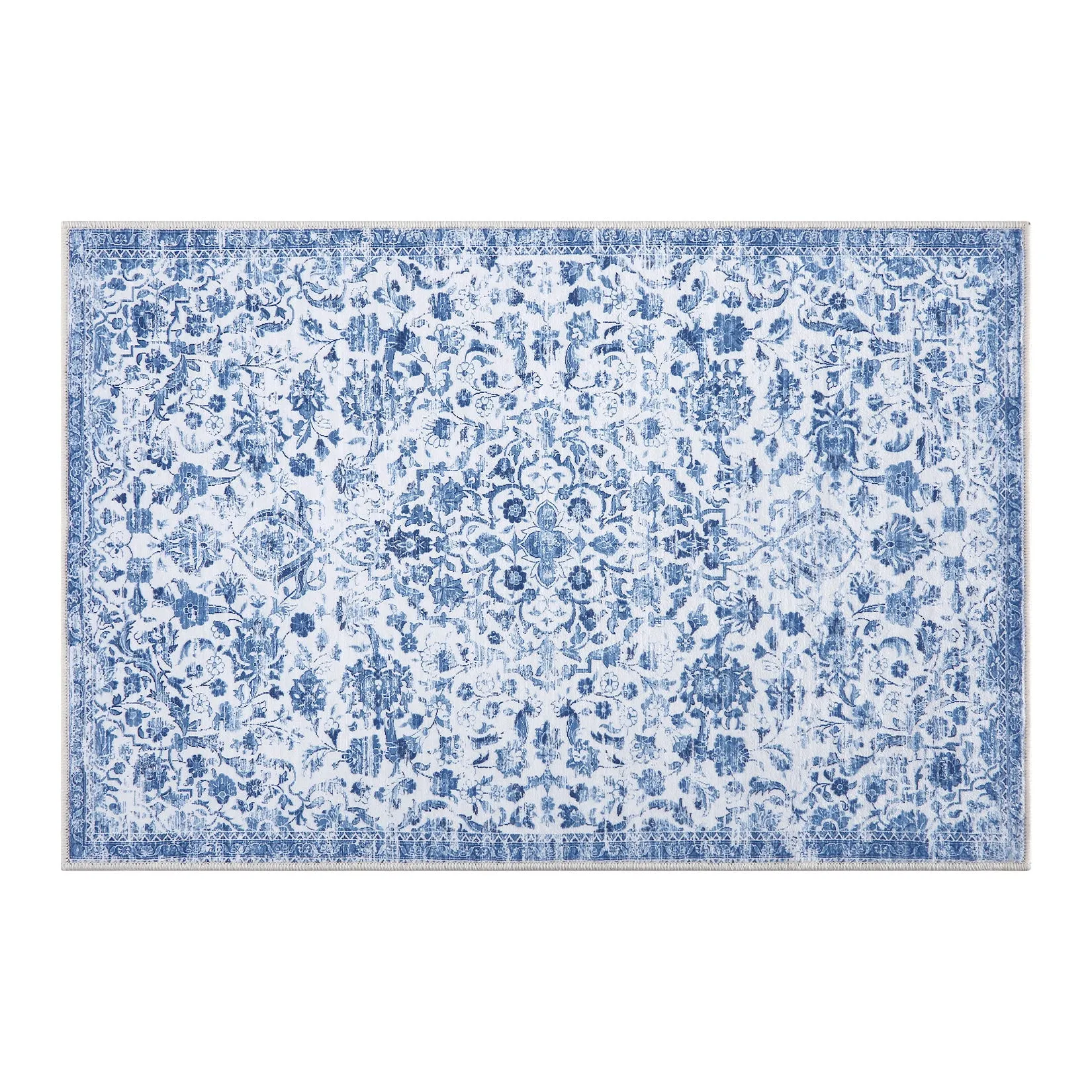 GARVEE 2x3 Rug Entry Rug Washable Rugs Boho Rug Non Slip Small Rugs Door Mat Throw Rugs Bathroom Rugs Oriental Rug Carpet Floral for Bedroom Stain Resistant Entryway Rugs Indoor Rug 2'x3' Blue