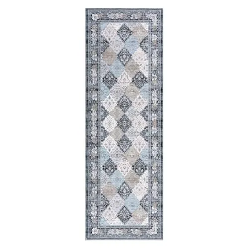 GARVEE Area Rug 2x3 Trellis Door Mat Washable Non Slip Indoor Small Rug Distressed Floor Carpet for Kitchen Entrance Bedroom Living Room Laundry Office Entry Rug2'x3' Blue Multi