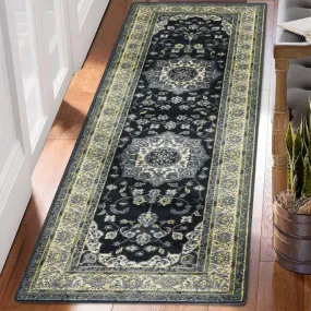 GARVEE Area Rugs 9x12 Living Room Boho Rug Vintage Area Rugs for Living Room Bedroom Dining Room Indoor Oriental Traditional Area Rug Medallion Collection Non-Shedding Non Slip,Grey/Yellow