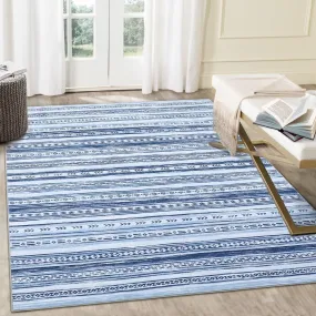 GARVEE Kitchen Rug 2x8 Runner for Hallways Machine Washable Boho Rug Non Skid Rubber Backing Mat for Bedroom & Laundry, Blue