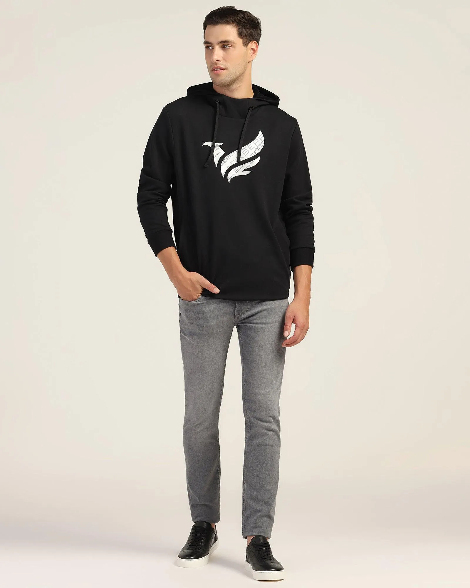 Hoodie Black Solid Sweatshirt - Chad