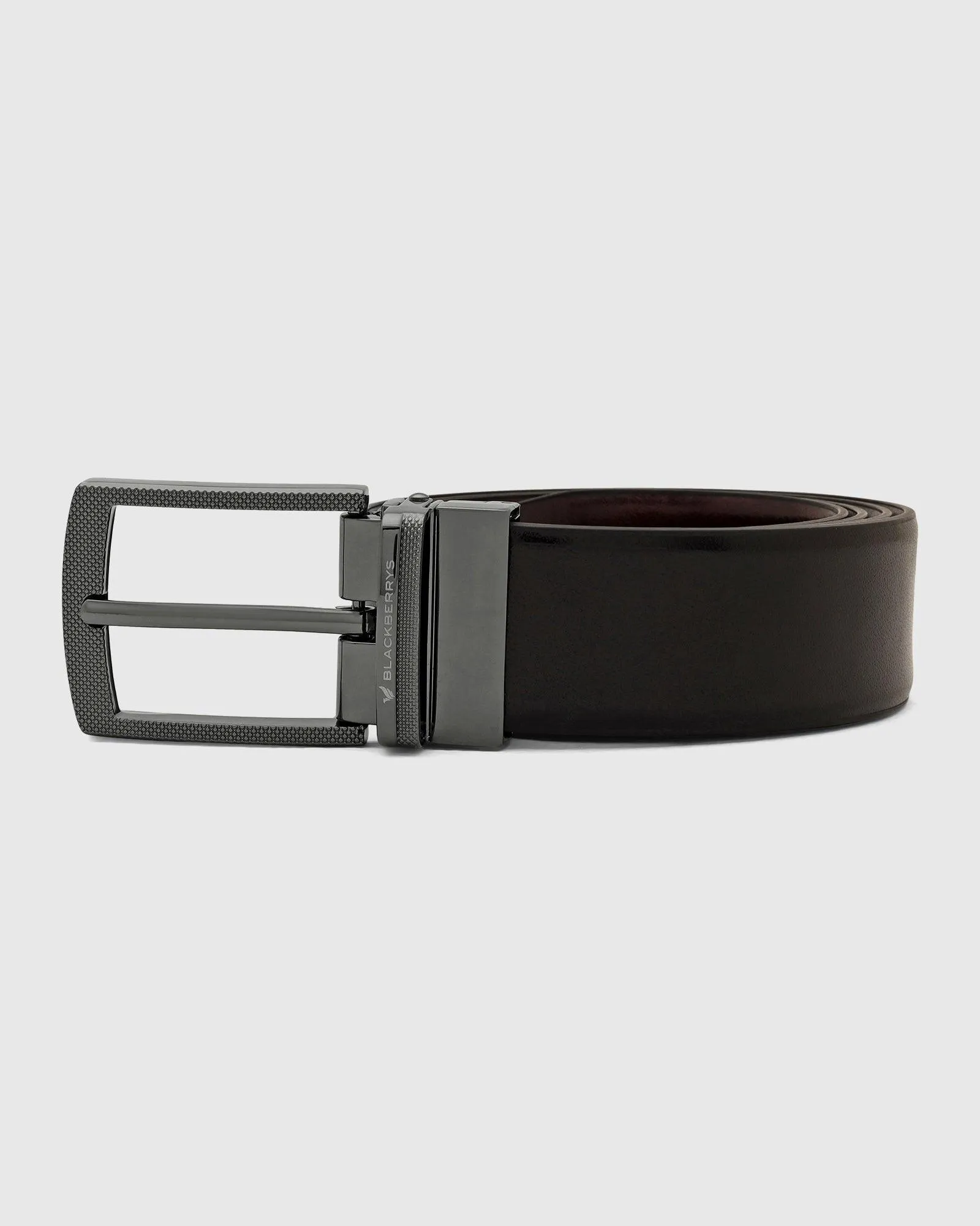 Leather Reversible Black Burgandy Solid Belt - New Perry