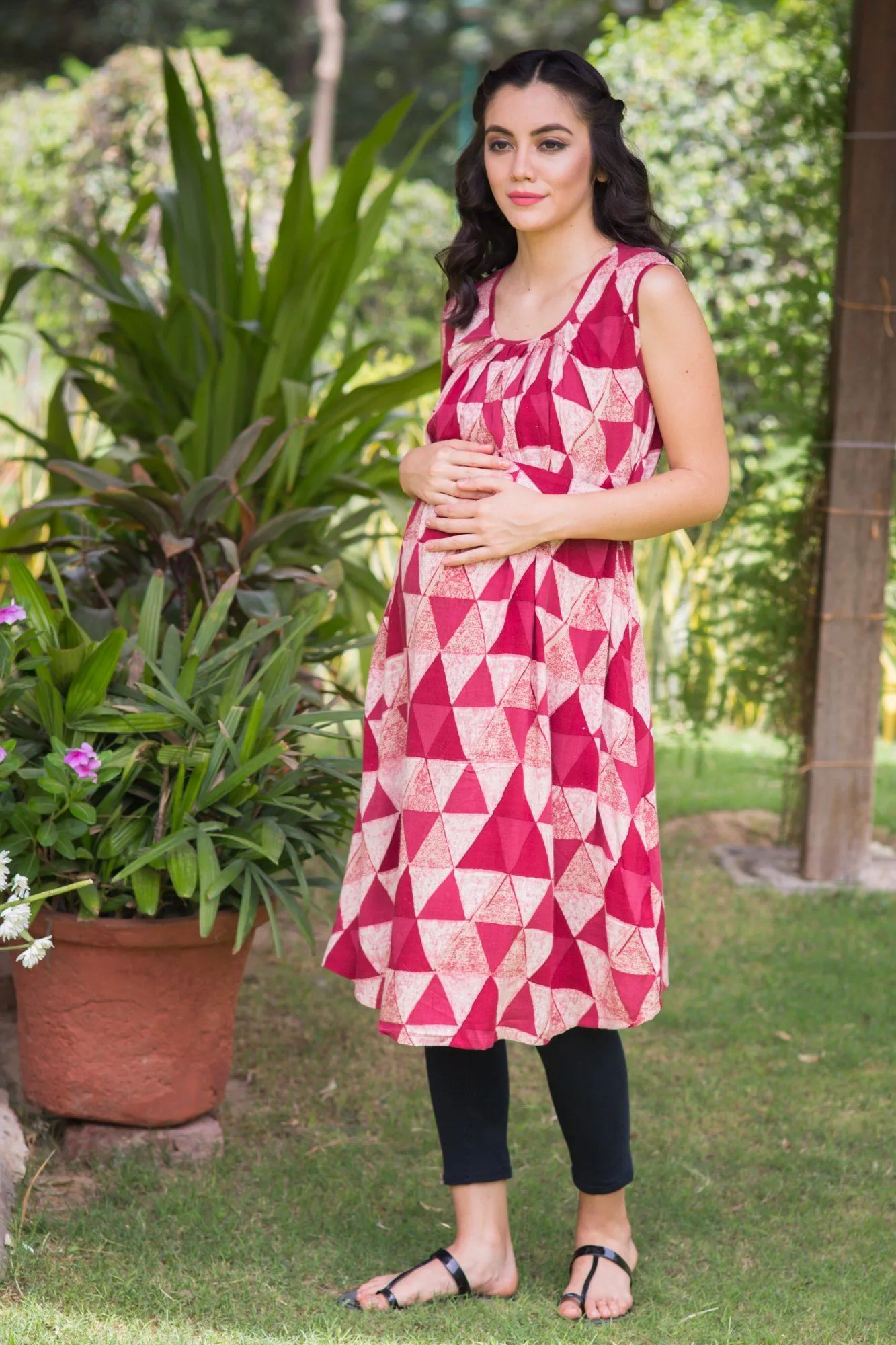 Maroon Hued Maternity Kurta