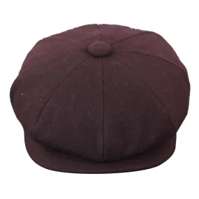 Men's Vintage Tweed Newsboy Cap Brown Wine