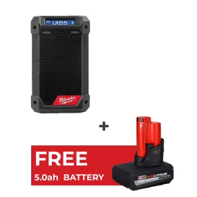 Milwaukee 2951-20 Cordless Bluetooth Speaker AM/FM Radio, Charger   FREE BATTERY