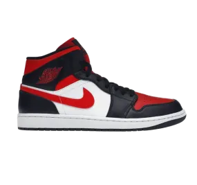 Nike Kid's Jordan 1 Mid Shoes - Black / Fire Red / White