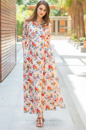 Peach Toucan Flair Maternity & Nursing Dress