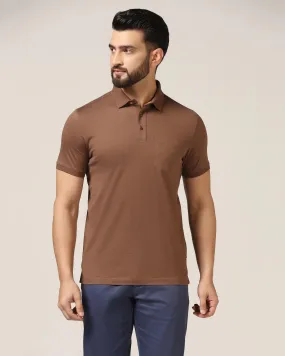 Polo Brown Melange Solid T-Shirt - Felix