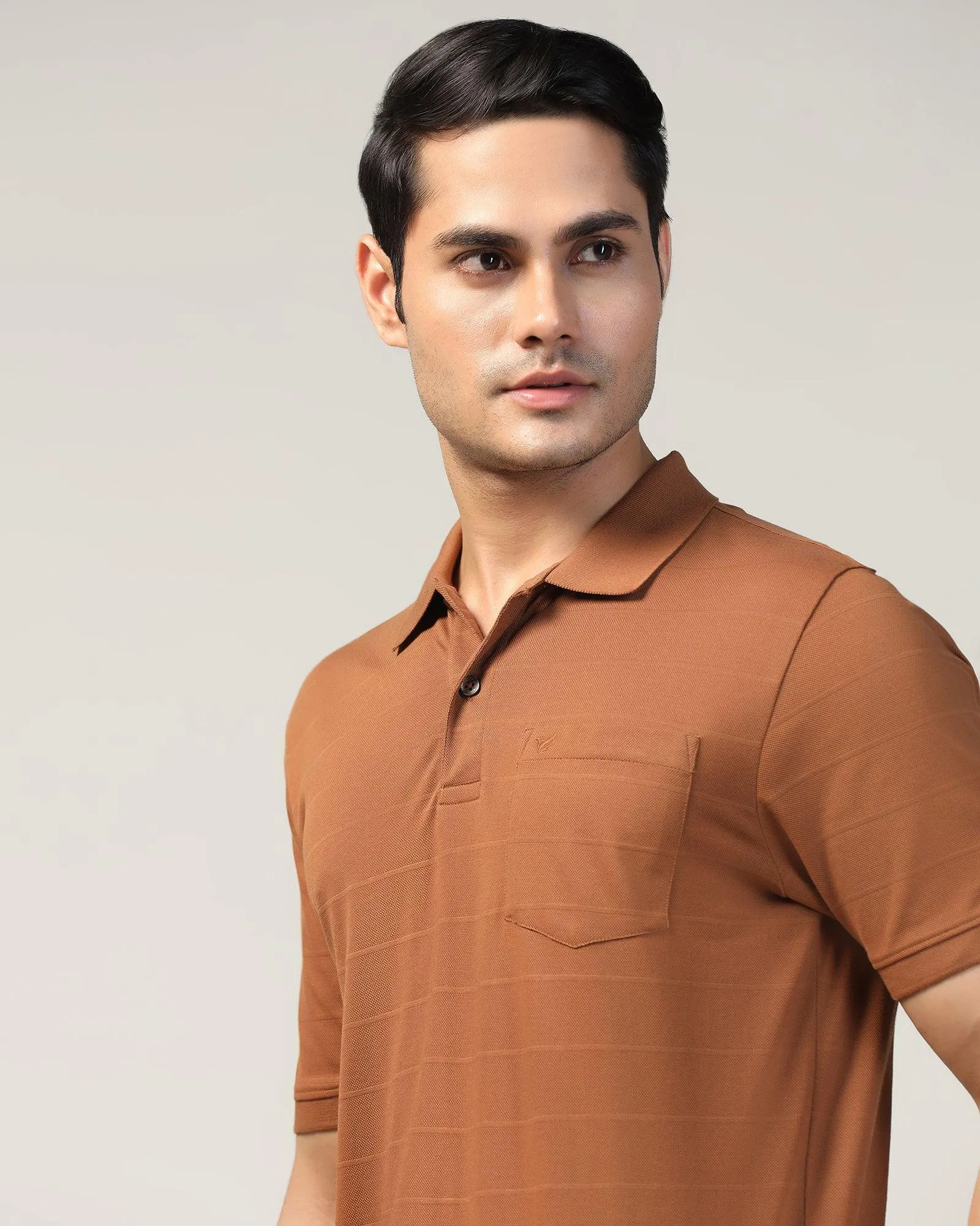 Polo Tobacco Brown Stripe T-Shirt - Brero