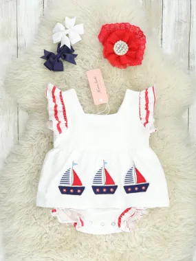 Red & Blue Sailboat Ruffle Bubble