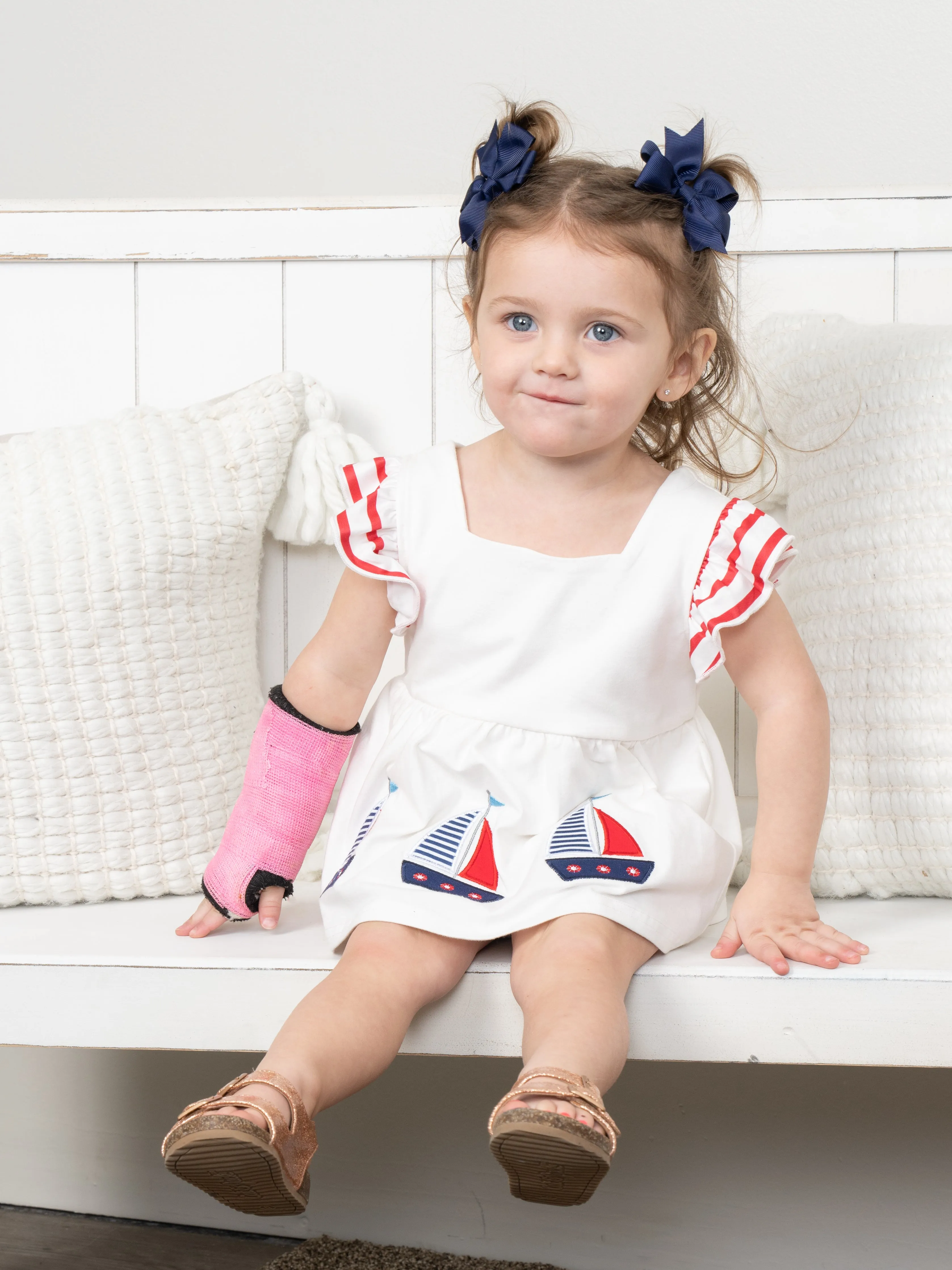 Red & Blue Sailboat Ruffle Bubble