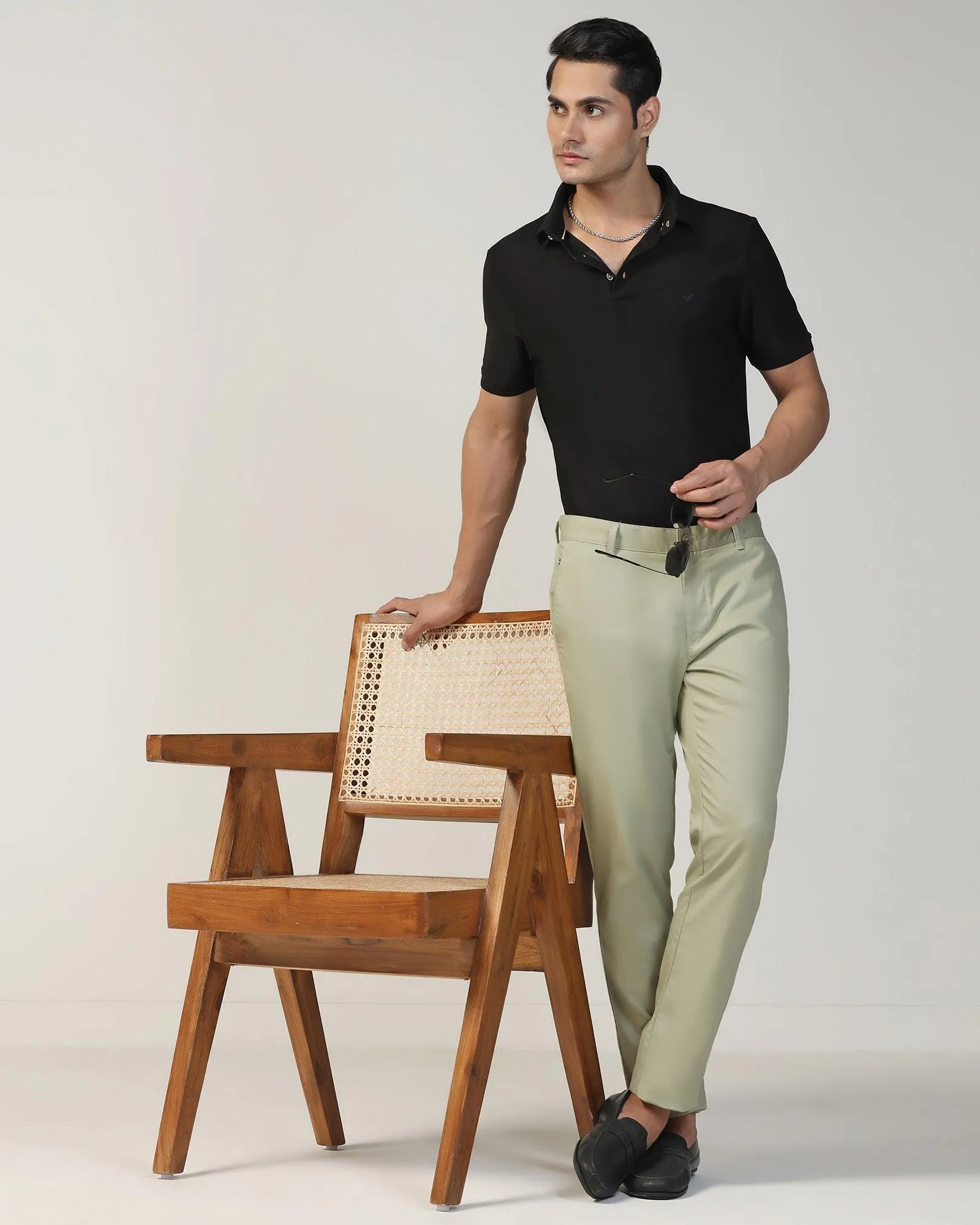 Slim Fit B-91 Casual Olive Textured Khakis - Kart