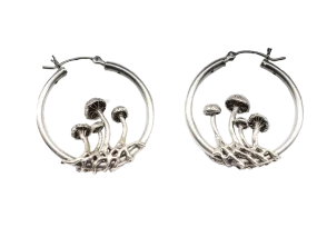 Small mushroom hoop earrings