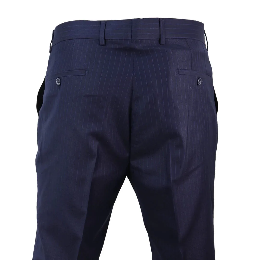 STZ41 - Men's Navy Blue Pinstripe Trousers