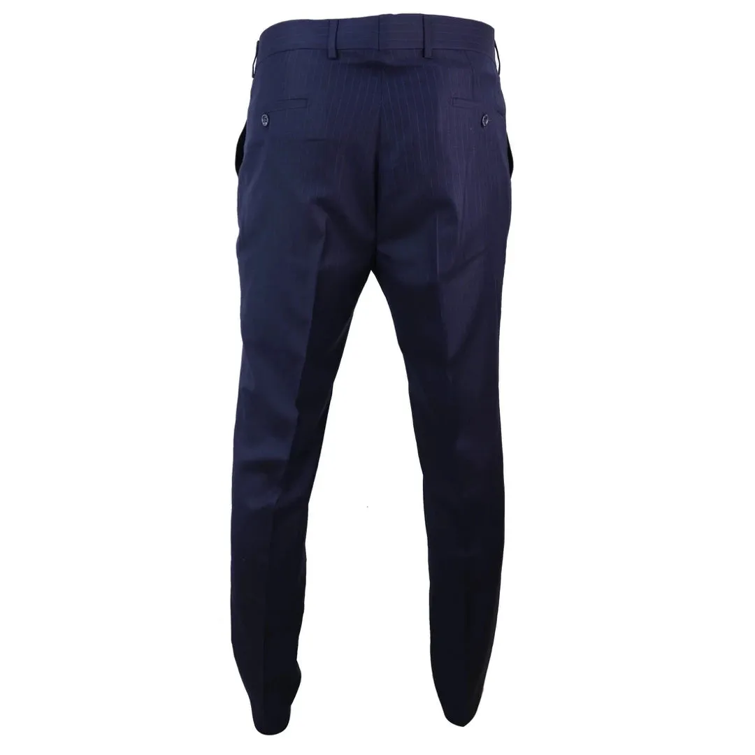 STZ41 - Men's Navy Blue Pinstripe Trousers