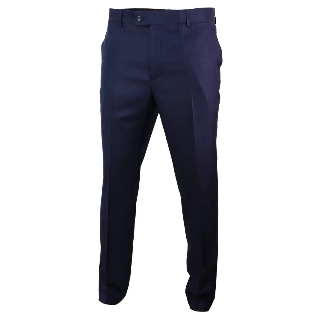 STZ41 - Men's Navy Blue Pinstripe Trousers