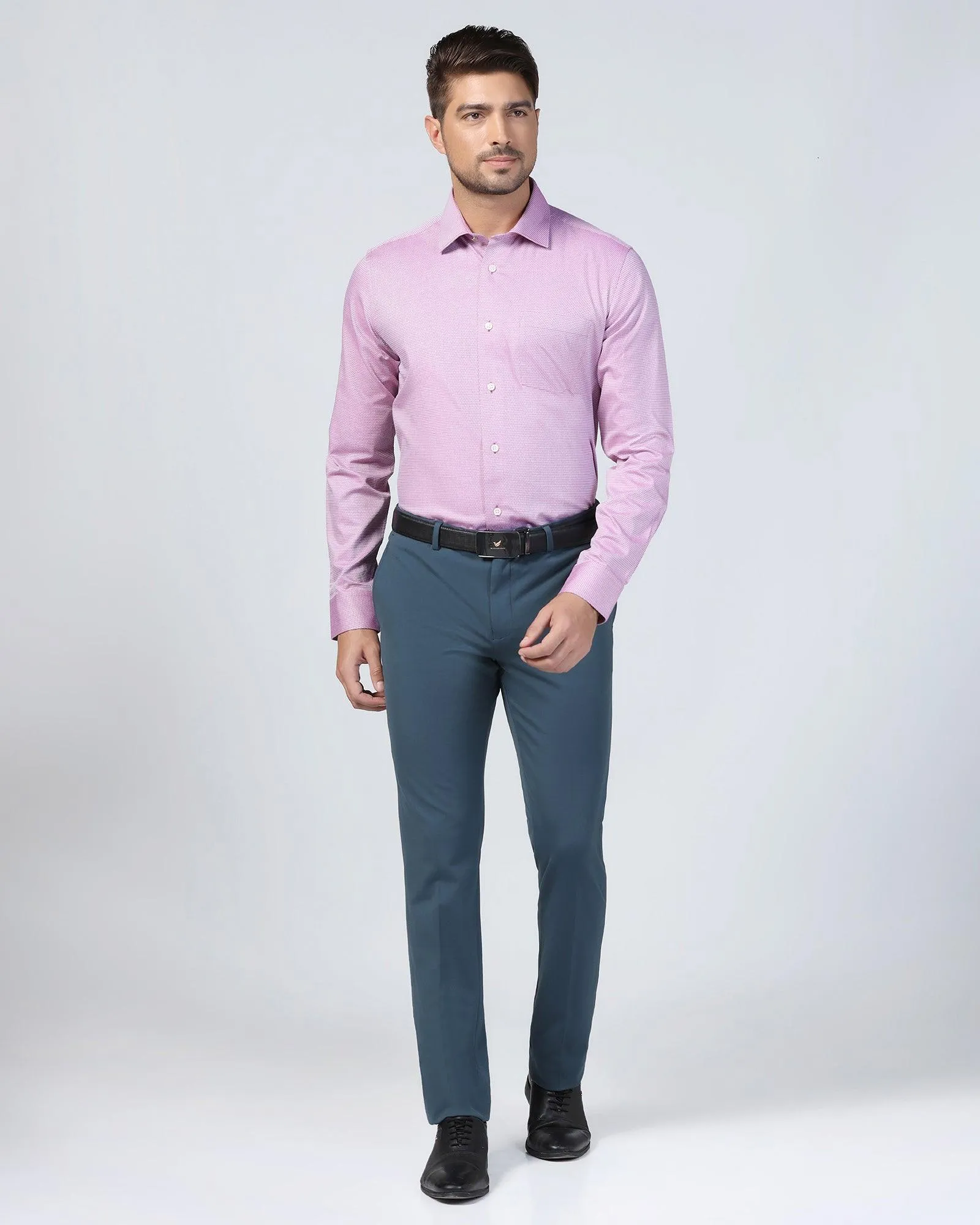 Super Slim Phoenix Formal Blue Solid Trouser - Oak