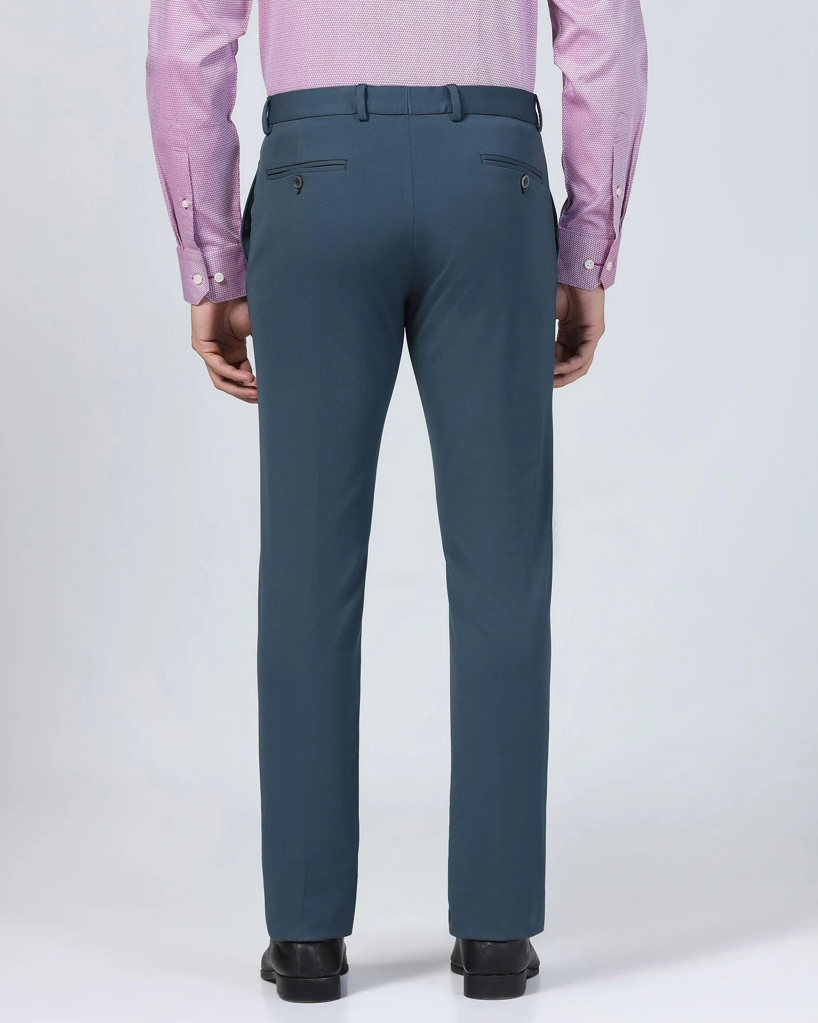 Super Slim Phoenix Formal Blue Solid Trouser - Oak