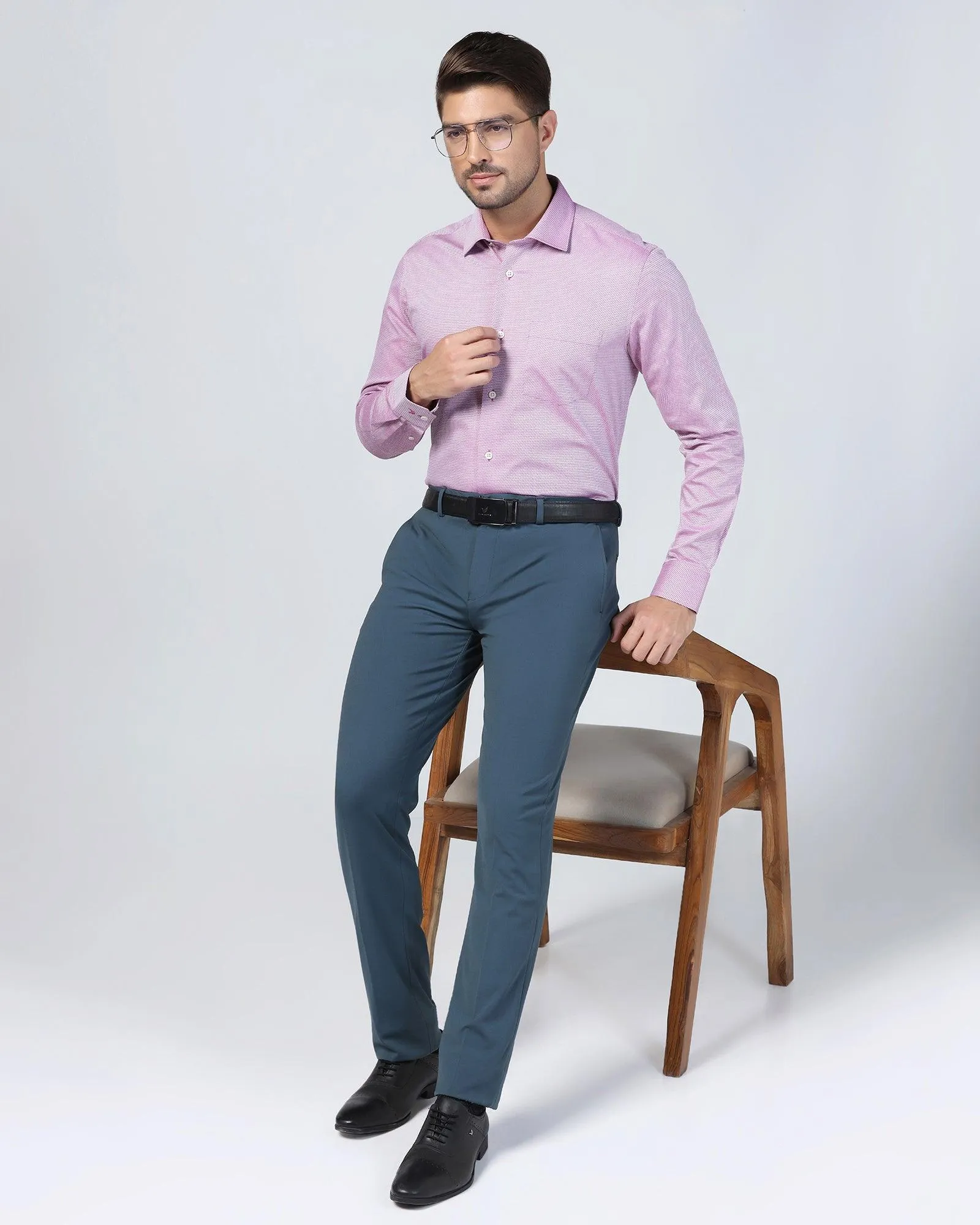 Super Slim Phoenix Formal Blue Solid Trouser - Oak