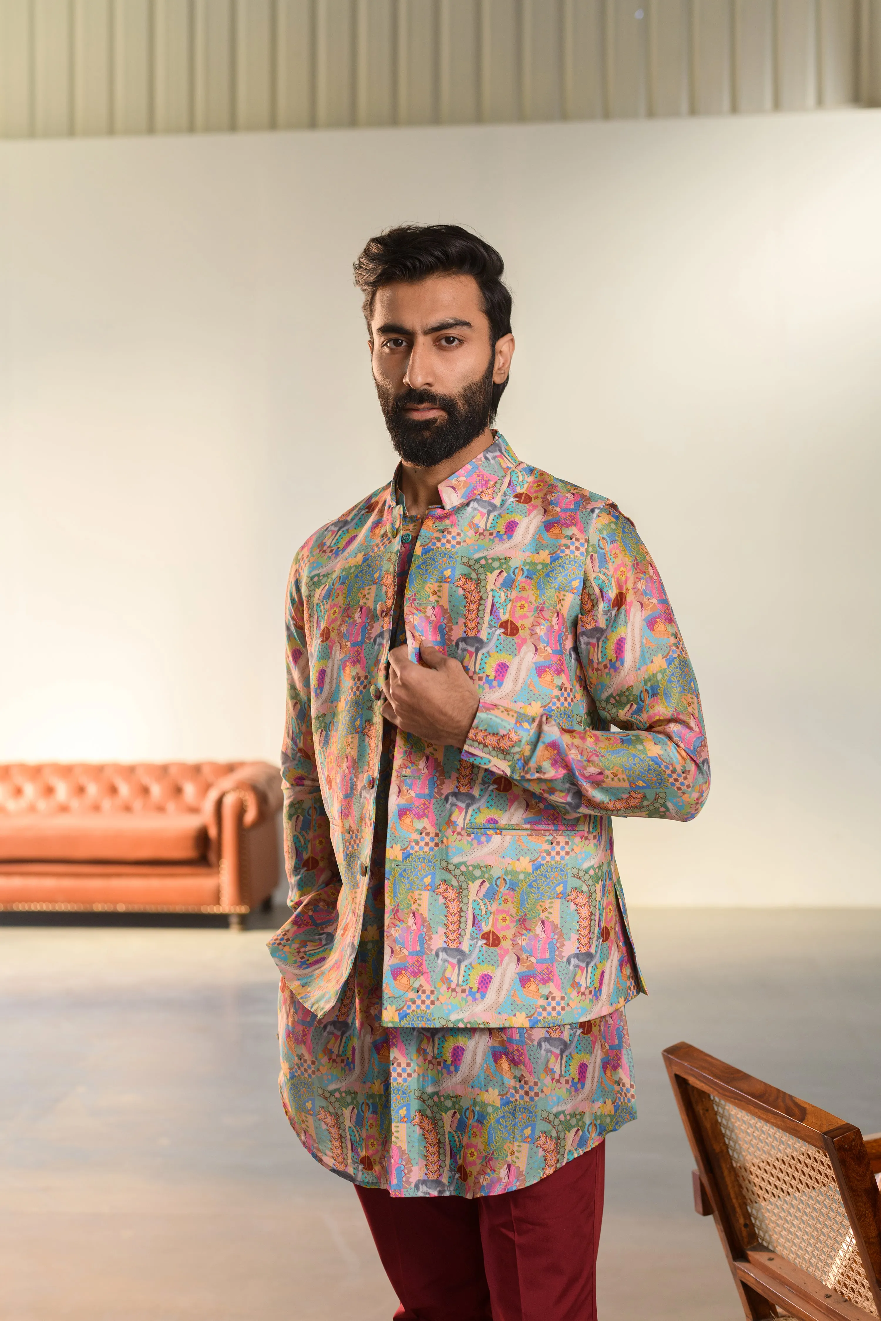 Versace Home - Russian Silk- Kurta Bandi Set For Men