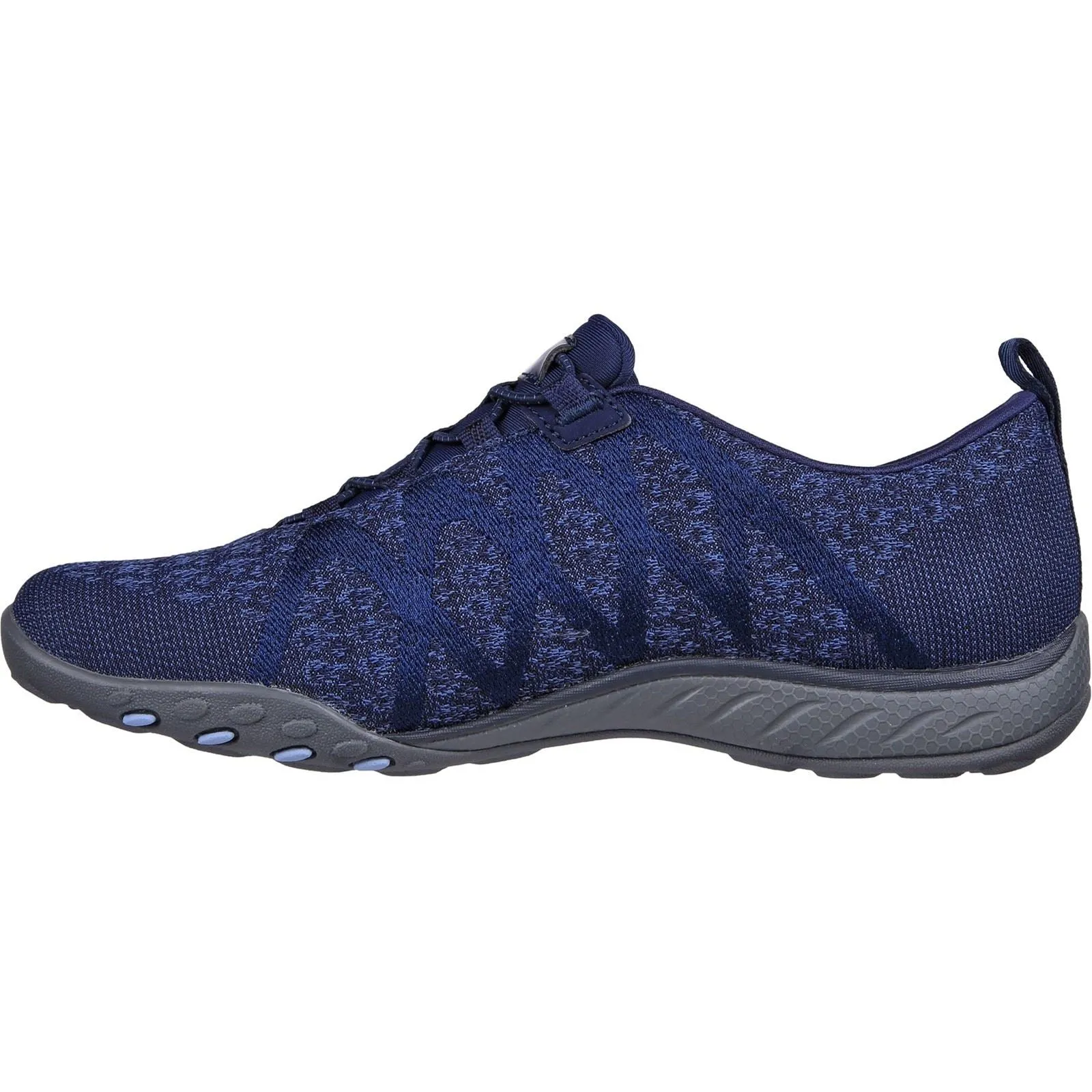 Women's Wide Fit Skechers 100301 Relaxed Fit Breathe Easy Infi Knity Trainers - Navy